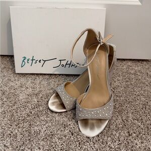 Betsey Johnson Silver Heels with Rhinestones